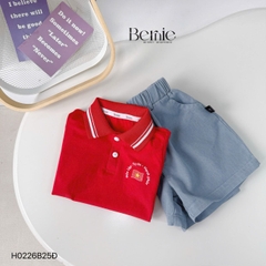 Set bộ polo Lá cờ Độc lập Việt Nam áo polo đỏ kèm quần short cho bé trai size 9 tới 25kg BERNIE H0226B25Đ