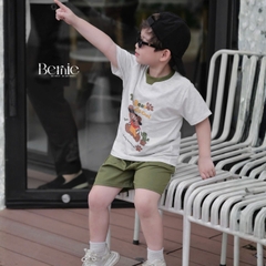 Set bộ tay ngắn họa tiết Gấu cao bồi và quần short đi chơi đi biển cho bé trai size 9 tới 25kg BERNIE H1125B38