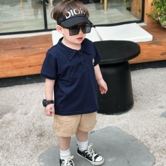 Set đồ bộ Polo tngắn tay cho bé trai áo thun cotton quần kaki vintage hàn quốc 1 đến 7 tuổi Bernie kids