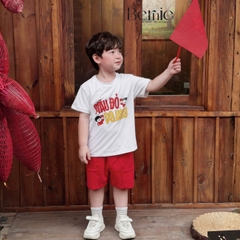 Set bộ cộc tay cho bé trai áo thun họa tiết người Việt nam kèm quần short size 9kg đến 28kg BERNIE H0226B22Đ 