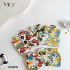 Set sơ mi đũi đi biển unisex cho bé trai bé gái họa tiết summer size 9 tới 25kg BERNIE T0325B26