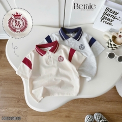 Set bộ polo tay ngắn cổ dệt họa tiết huy hiệu kèm quần short cho bé trai size 11 tới 28kg BERNIE H0226B33