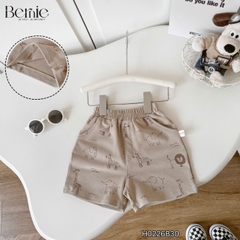 Set bộ ba lỗ cho bé trai in tràn động vật ngộ ngĩnh kèm quần short size 9 tới 25kg BERNIE H0226B30