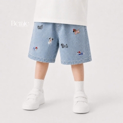  Quần short quần jean thêu Cún dễ thương cho bé trai đi chơi đi học size 11kg tới 28kg BERNIE KIDS T0326Q15