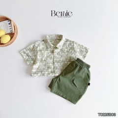 Set sơ mi bé trai Olive Boy áo tay ngắn họa tiết loang kèm quần short 11kg tới 28kg BERNIE T0226B03