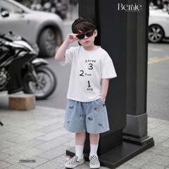  Quần short quần jean thêu Cún dễ thương cho bé trai đi chơi đi học size 11kg tới 28kg BERNIE KIDS T0326Q15