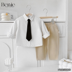Set vest gi lê tay dài Luxe cho bé trai 4 chi tiết phong cách Hàn quốc size 8 tới 25kg BERNIE H1225B22Đ