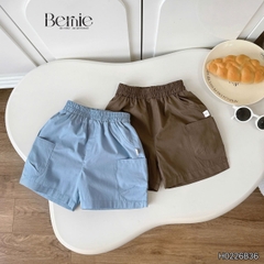 Set tay ngắn áo raplang họa tiết kẻ Good boy kèm quần short kaki cho bé trai size 9 đến 28kg BERNIE H0226B36