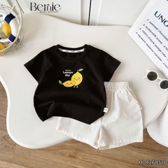 Set bộ tay ngắn unisex cho bé trai áo thun họa tiết Lemon day kèm quần short kaki size 9 đến 25kg BERNIE H0426B51Đ