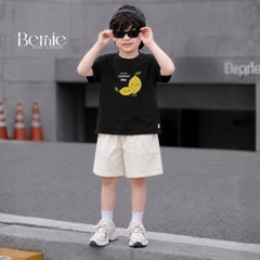 Set bộ tay ngắn unisex cho bé trai áo thun họa tiết Lemon day kèm quần short kaki size 9 đến 25kg BERNIE H0426B51Đ