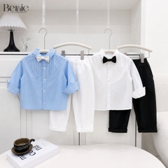 Set sơ mi xếp ly nơ DÀI H0725B47