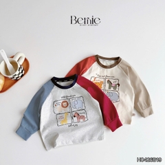Set bộ dài tay cho bé trai áo thun raplang phối màu họa tiết Puppy kèm quần dài size 9 tới 26kg BERNIE H0426B19