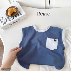 Set bộ tanktop cho bé trai áo thun túi lệch cá tính kèm quần short đi chơi đi học size 9 tới 28kg BERNIE T0326B11