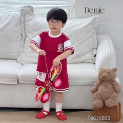 Set bộ bé trai áo thun tay ngắn Trung thu Lân đỏ kèm quần short cho bé trai size 9 đến 25kg BERNIE T0626B53