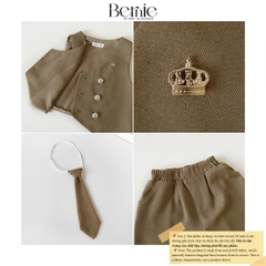 Set bộ vest gile Hoàng gia cho bé trai áo sơ mi tay ngắn phối gile kèm quần và cà vạt 1 đến 7 tuổi BERNIE T0126B06Đ 