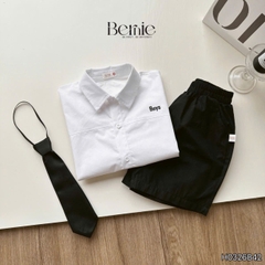  Set sơ mi Boy 3CT áo sơ mi trắng kèm quần short kaki và cà vạt cho bé trai đi học đi chơi 11 tới 28kg BERNIE H0326B42