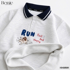 Set bộ dài tay cho bé trai áo polo cổ dệt Lucky Stories phối quần dài kẻ sọc size 11 tới 28kg BERNIE H0426B31