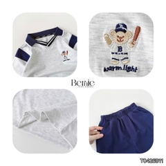 Set bộ dài tay áo polo cổ dệt Bernie Warm Light phối quần dài cho bé trai size 11 tới 28kg BERNIE T0426B11