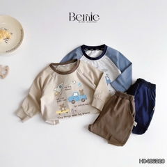 Set bộ dài tay áo thun raplang phối màu Little Riders kèm quần dài cho bé trai size 9 tới 25kg BERNIE H0426B20
