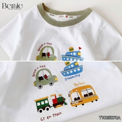 Áo thun áo phông tay ngắn chất thun cotton họa tiết Travel vui tươi cho bé trai size 9 tới 28kg BERNIE T1025B70