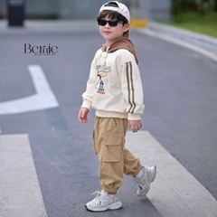 Quần dài quần gió mềm phối can nắp túi bo gấu cho bé trai bé gái size 9 tới 28kg BERNIE H0726Q24