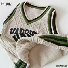 Áo gile len vặn thừng phong cách hàn quốc Varsity cho bé trai size 9 tới 25kg BERNIE H0726A18