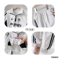 Set bộ thể thao bé trai áo hoodie tay dài cố phối dây kéo kèm quần dài BNE SPORTY 11 tới 28kg BERNIE T0526B17