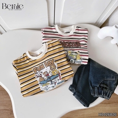 Set bộ dài thu đông áo dài tay kẻ họa tiết Fun Day kèm quần jean dài size 9 tới 28kg BERNIE H0426B26