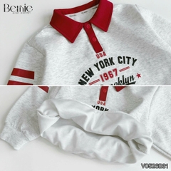 Set bộ polo thu đông cho bé trai áo polo tay dài phối sọc Brooklyn kèm quần dài size 9 tới 26kg BERNIE V0526B31