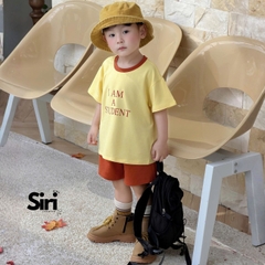 Set bộ cộc tay phối màu cho bé trai bé gái áo họa tiết Student kèm quần short size 9kg đến 25kg BERNIE SIRI 280926B9