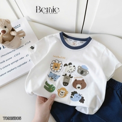 Set bộ tay ngắn áo thun cotton ngộ nghĩnh kèm quần short denim bé trai size 11 tới 25kg BERNIE T0925B05-T126