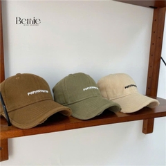 Mũ lưỡi trai kaki xước unisex cho bé trai bé gái thêu chữ phong cách Hàn quốc BERNIE 49-52cm cm bé 2 đến 6 tuổi 
