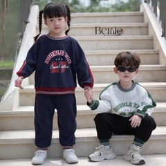Set bộ dài thể thao unisex họa tiết hình in Double kèm quần dài cho bé trai bé gái size 9 tới 28kg BERNIE T0625B35