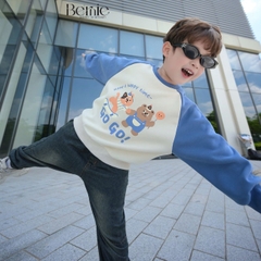 Áo thun Sweater Brit tay dài raplang phối màu họa tiết hoạt hình cho bé trai bé gái 1 đến 7 tuổi BERNIE T0625A07