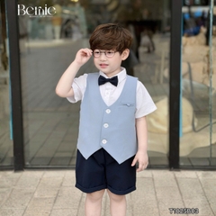 Set vest gi lê tay ngắn 4 chi tiết phối màu Classic Boy cho bé trai phong cách Hàn quốc size 8 tới 25kg BERNIE T1025B03