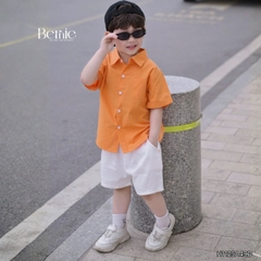 Áo sơ mi tay ngắn Basic nhiều màu unisex cho bé trai bé gái size 9kg tới 25kg BERNIE H1125A49Đ