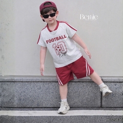 Set bộ thể thao Football cho bé trai áo tay ngắn họa tiết in chữ và số 10 kèm quần short size 9 tới 28kg BERNIE H1125B36
