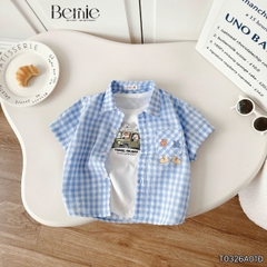 Set sơ mi 3CT travel holiday cho bé trai áo sơ mi áo ba lỗ và quần short cho bé trai size 11 tới 25kg BERNIE H1225B30