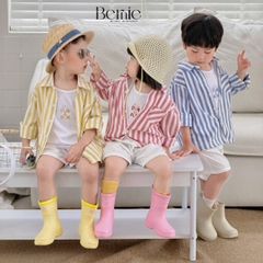  Set sơ mi 3CT áo tay dài kẻ sọc sắc màu áo ba lỗ kèm quần short kaki cho bé trai đi biển đi chơi 9 tới 28kg BERNIE H0226B26