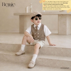Set bộ vest gile Hoàng gia cho bé trai áo sơ mi tay ngắn phối gile kèm quần và cà vạt 1 đến 7 tuổi BERNIE T0126B06Đ 