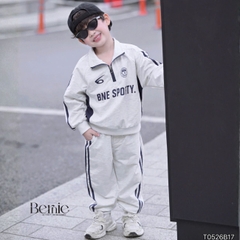 Set bộ thể thao bé trai áo hoodie tay dài cố phối dây kéo kèm quần dài BNE SPORTY 11 tới 28kg BERNIE T0526B17