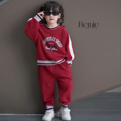 Set bộ dài thể thao unisex họa tiết hình in Double kèm quần dài cho bé trai bé gái size 9 tới 28kg BERNIE T0625B35