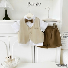  Set vest gi lê tay ngắn 4 chi tiết phối màu Classic Boy cho bé trai phong cách Hàn quốc size 8 tới 25kg BERNIE T1025B03