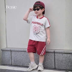 Set bộ thể thao Football cho bé trai áo tay ngắn họa tiết in chữ và số 10 kèm quần short size 9 tới 28kg BERNIE H1125B36