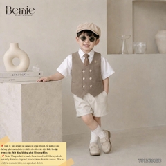 Set bộ vest gile Hoàng gia cho bé trai áo sơ mi tay ngắn phối gile kèm quần và cà vạt 1 đến 7 tuổi BERNIE T0126B06Đ 