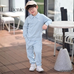 Set bộ dài chất thun cotton áo polo thêu ngựa kèm quần dài cho bé trai size 9 tới 25kg BERNIE H0726B35