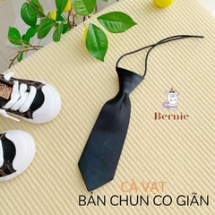 Cà vạt caravat trẻ em bé trai bé gái màu đen BERNIE thắt sẵn tiện lợi cho bé 1 tuổi đến 20 tuổi