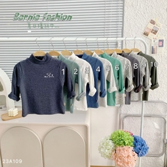 Áo phông cố lọ cao 3 phân dài tay basic cho bé trai bé gái thun cotton tăm 1 đến 7 tuổi BERNIE kids