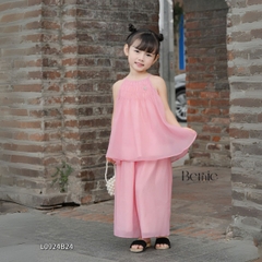 Set yếm lụa hoa sen cho bé gái dễ thương chất lụa sần cao cấp Bernie 1 tuổi đến 7 tuổi