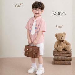 Set sơ mi 3CT Little Charm cho bé trai áo sơ mi và quần short kèm cà vạt rời size 9 tới 28kg BERNIE T0326B31